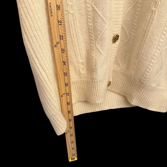 Saint Cyr Vintage Cream Wool Angora Blend Cableknit 4 Button Cardigan Size M - Picture 4 of 8